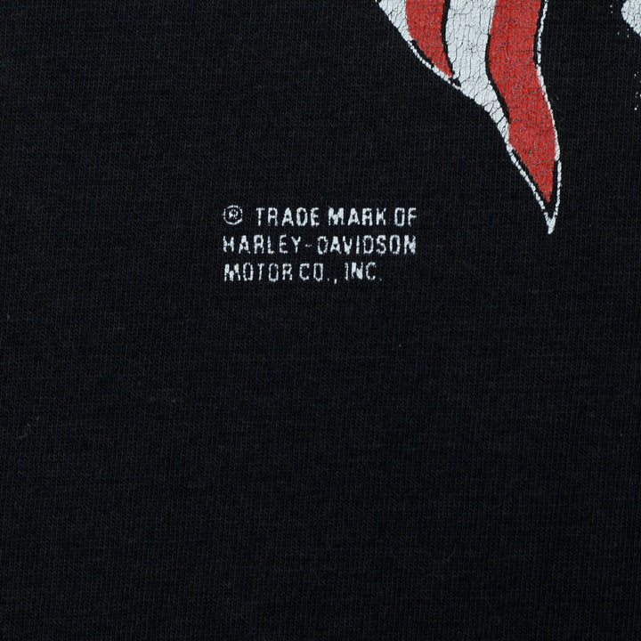 Vintage 1980s Harley-Davidson 3D Emblem Black Single Stitch T-Shirt | Migration_T-Shirts - Detail View | Fashion Rerun