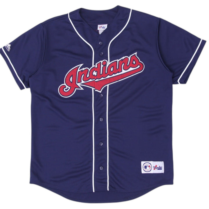 Vintage Mens Majestic Indians Jersey Navy Baseball Jerseys | Migration_Jerseys | Fashion Rerun