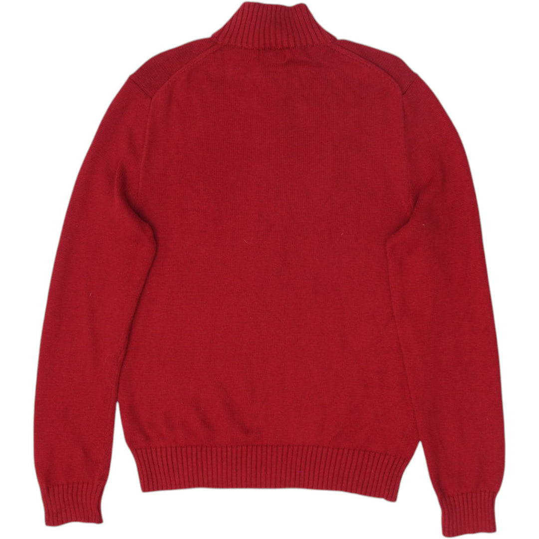 Mens Ralph Lauren Sweater Red 1/4 Zip Embroidered Casual Knitwear