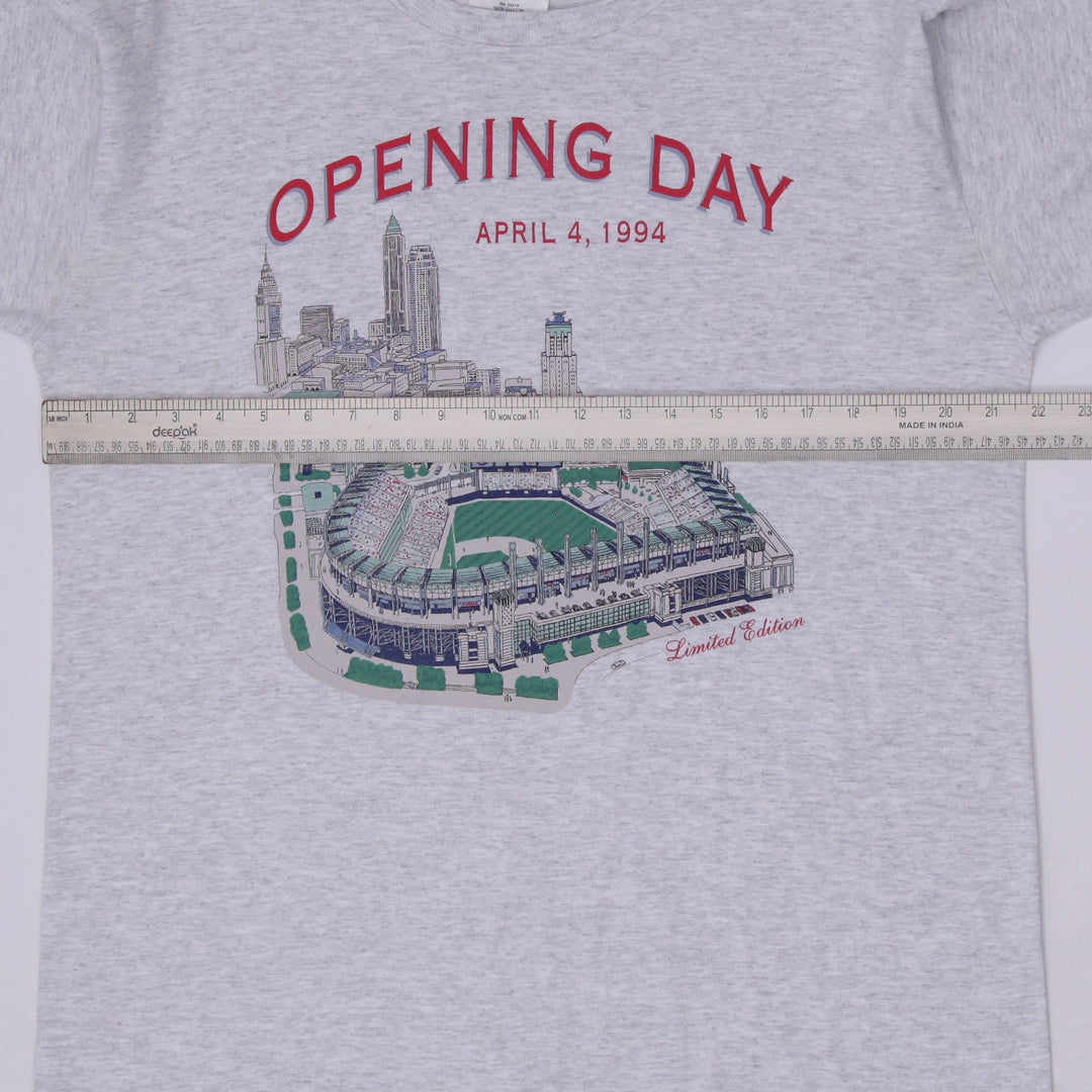 Vintage 90S Cleveland Indians Opening Day T-Shirt Made in USA Single Stitch L
