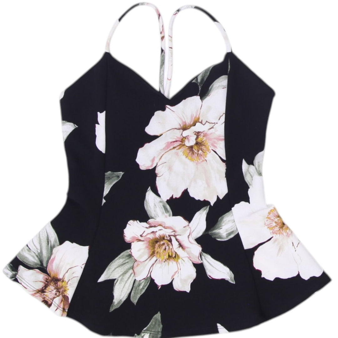 Y2K Ladies Chocolate Floral Camisole Lace Detail Top Size S