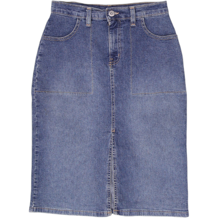 Y2K Ladies Ricki's High-Waisted Stretch Denim Midi Pencil Skirt with Front Slit