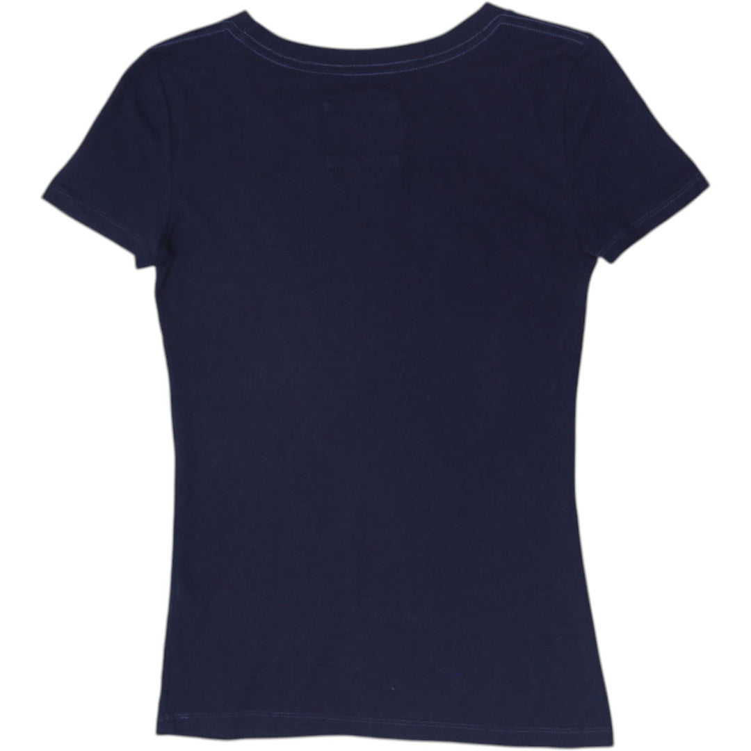 Y2K Ladies Abercrombie Spellout Moose Crest Fitted Tee Size S