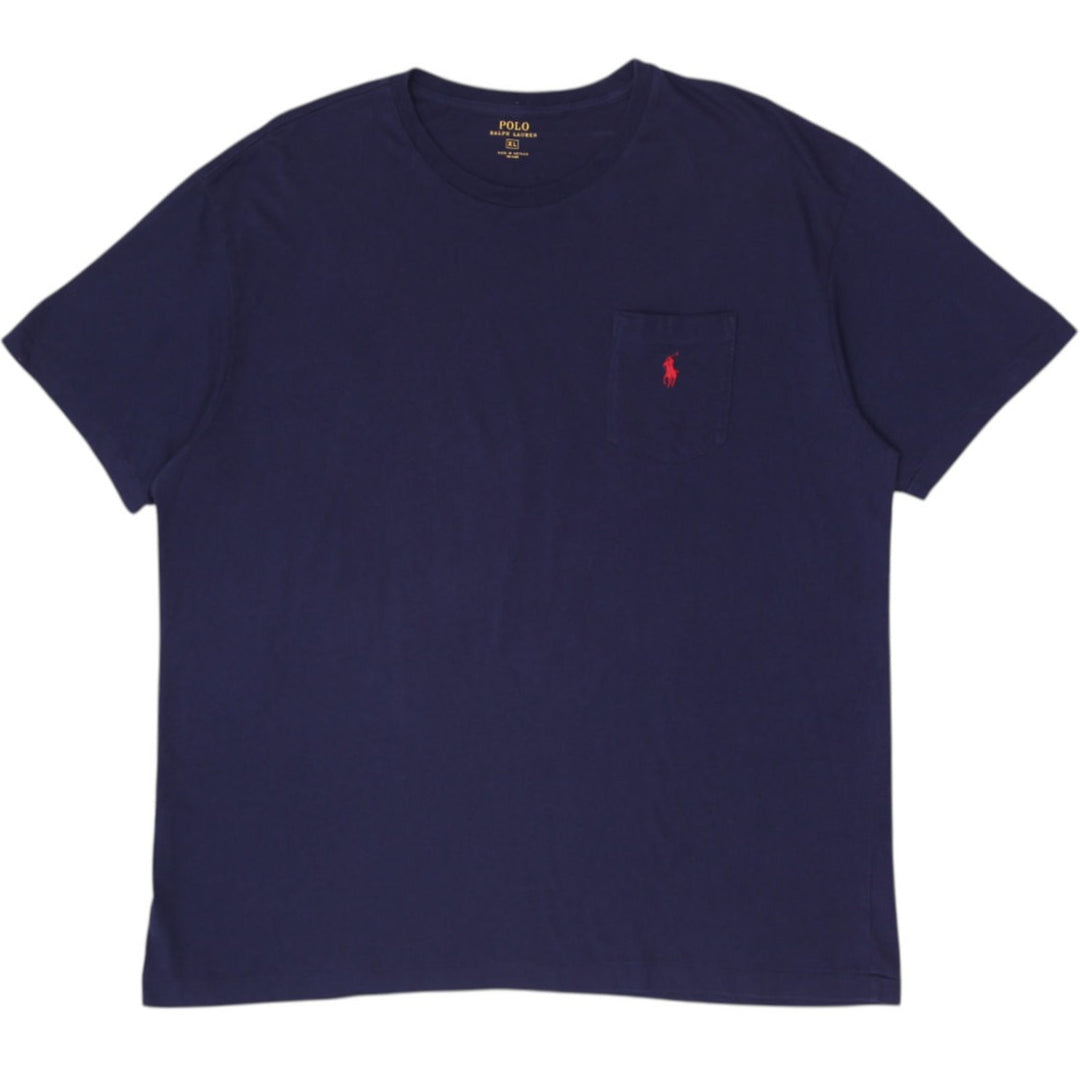 Mens Polo Ralph Lauren Navy Blue Pocket T-Shirt Embroidered Red Pony Logo XL