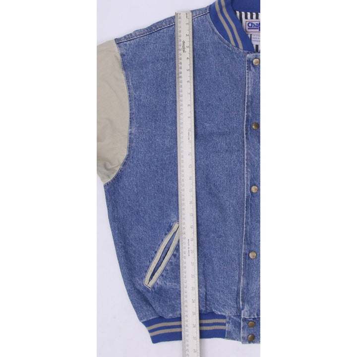 Vintage Mens Chalk Line Varsity Jacket Blue NHL Hockey Patch Denim Size L | Migration_Jackets - View 7 | Fashion Rerun