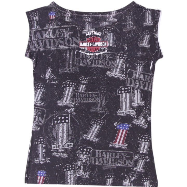 Y2K Harley Davidson Graphic Sleeveless Cotton Tee Size L
