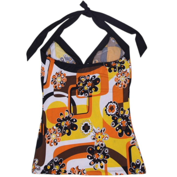 Y2K Ladies Halter Top Multicolor Floral Print