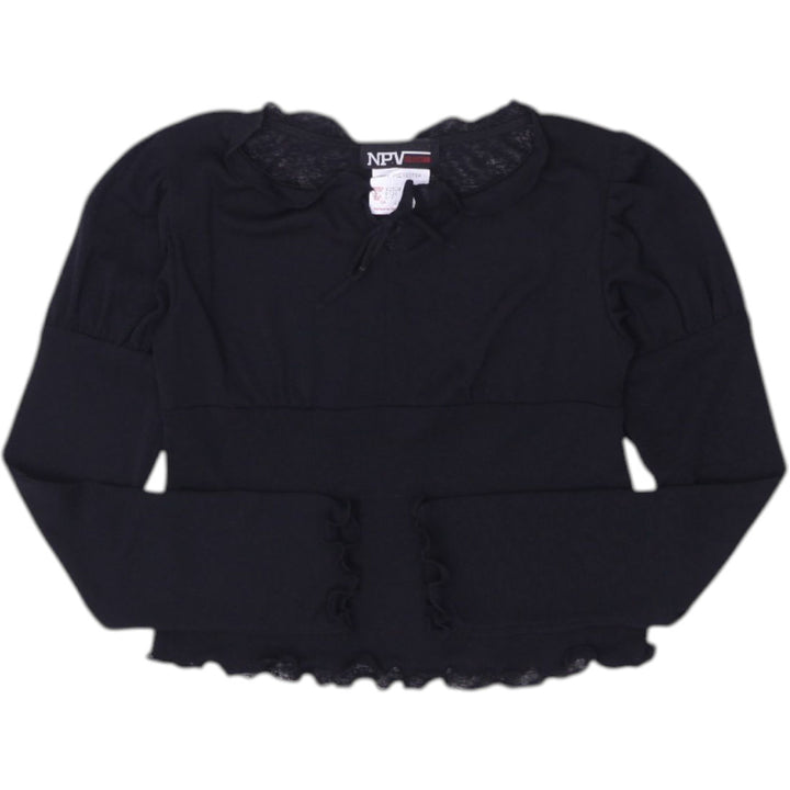 Y2K Ladies Black Mesh Long Sleeve Crop Top