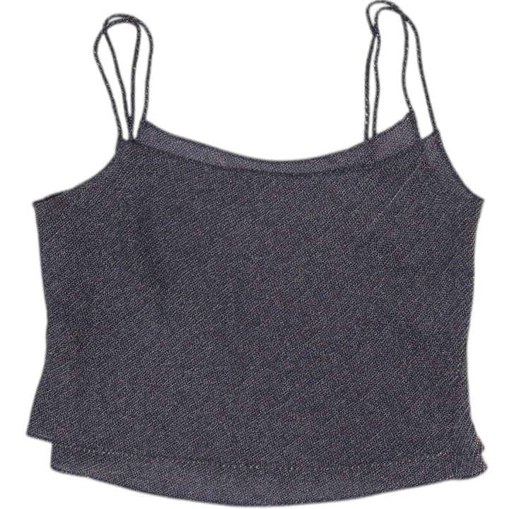 Y2K Ladies Metallic Black Glitter Knit Shimmer Strappy Top