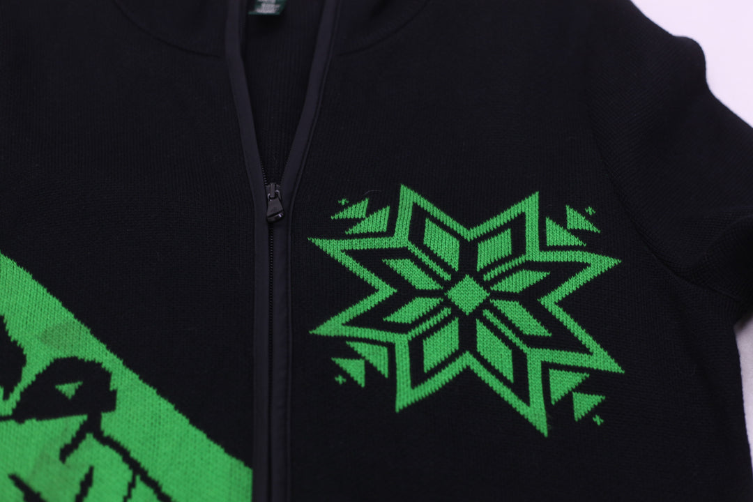 Ladies Lauren Ralph Lauren Cotton Mock Neck Full Zip Jacket Black Green