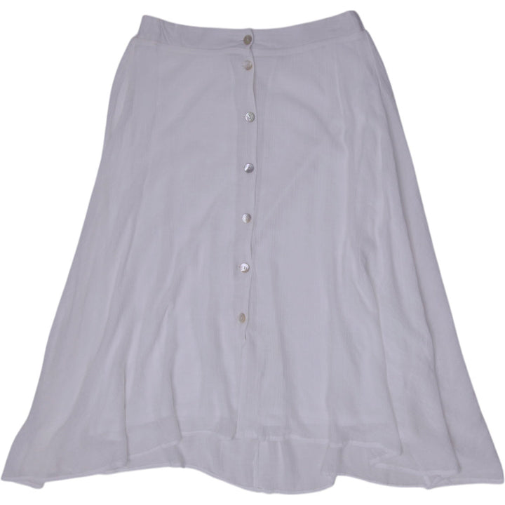 Y2K Ladies Cristina B  White Textured Button-Front Flared Skirt Size L/G
