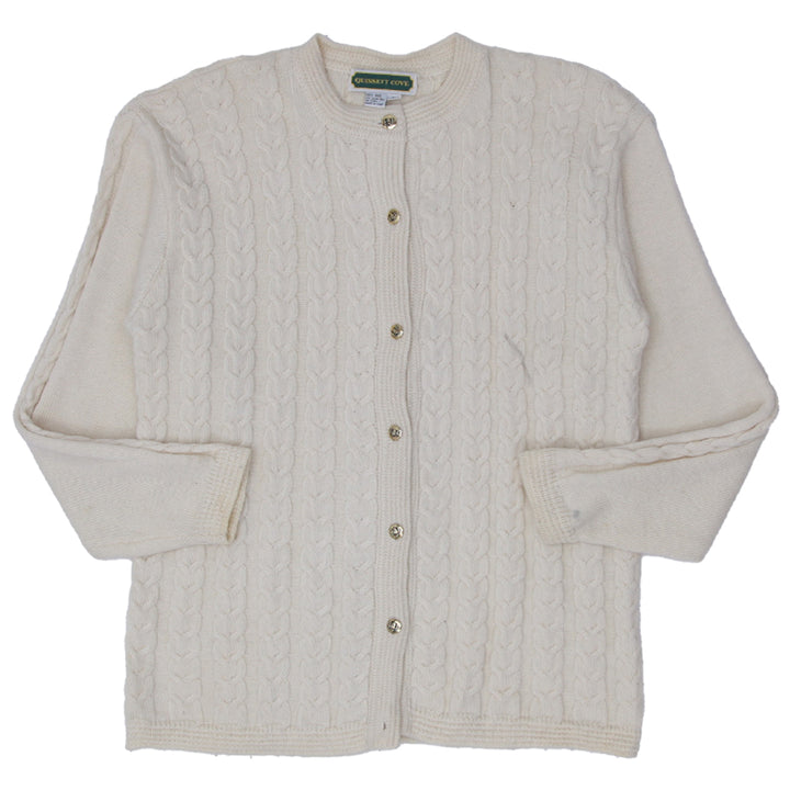 Vintage Quissett Cove Cable Knit Wool Cardigan Sweater Ladies - Fashion Rerun Vintage Migration_Sweaters