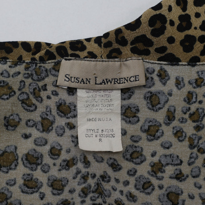 Y2K Ladies Susan Lawrence Leopard Print V-Neck Tank Top Size S