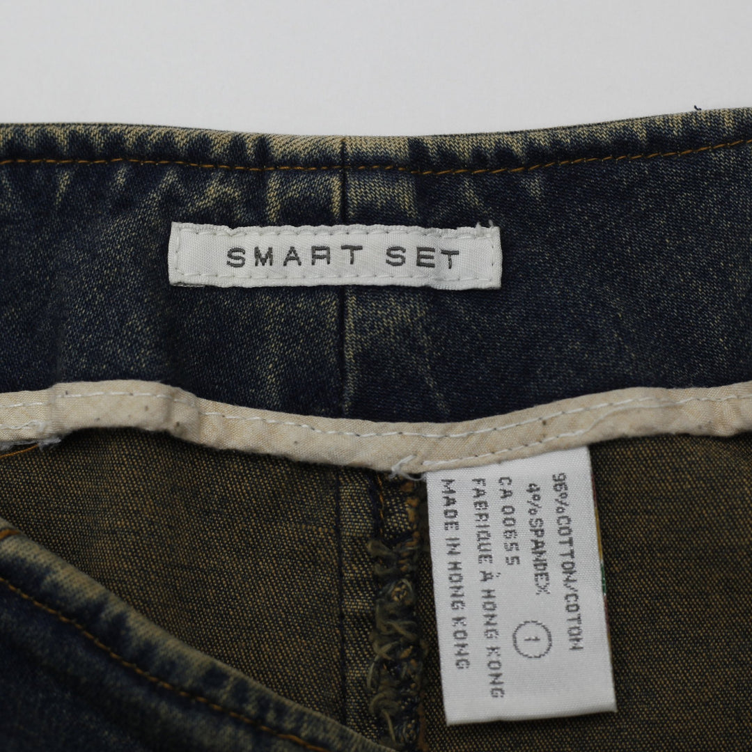 Y2K Ladies Smart Set Floral Embroidered Denim Skirt Size L | Migration_Skirts - Back View | Fashion Rerun