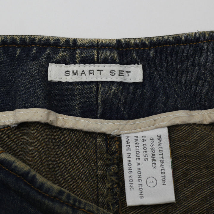 Y2K Ladies Smart Set Floral Embroidered Denim Skirt Size L | Migration_Skirts - Back View | Fashion Rerun