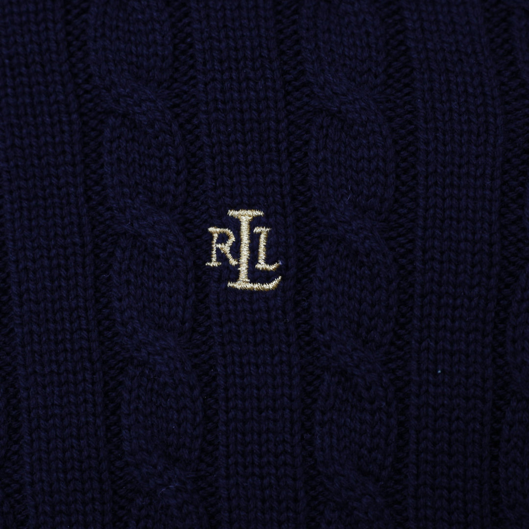 Ladies Lauren Ralph Lauren Navy Cable Knit Full Zip Cardigan Size M | Migration_Knitwear & Sweaters - Detail | Fashion Rerun