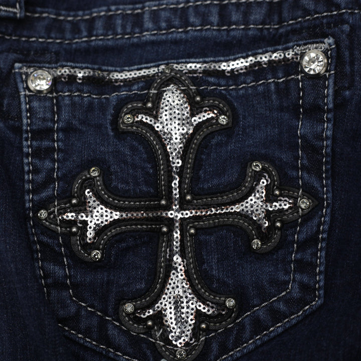 Y2K Ladies Miss Me Sequined Mid-Rise Denim Jeans Size 26 | Migration_Jeans - View 8 | Fashion Rerun