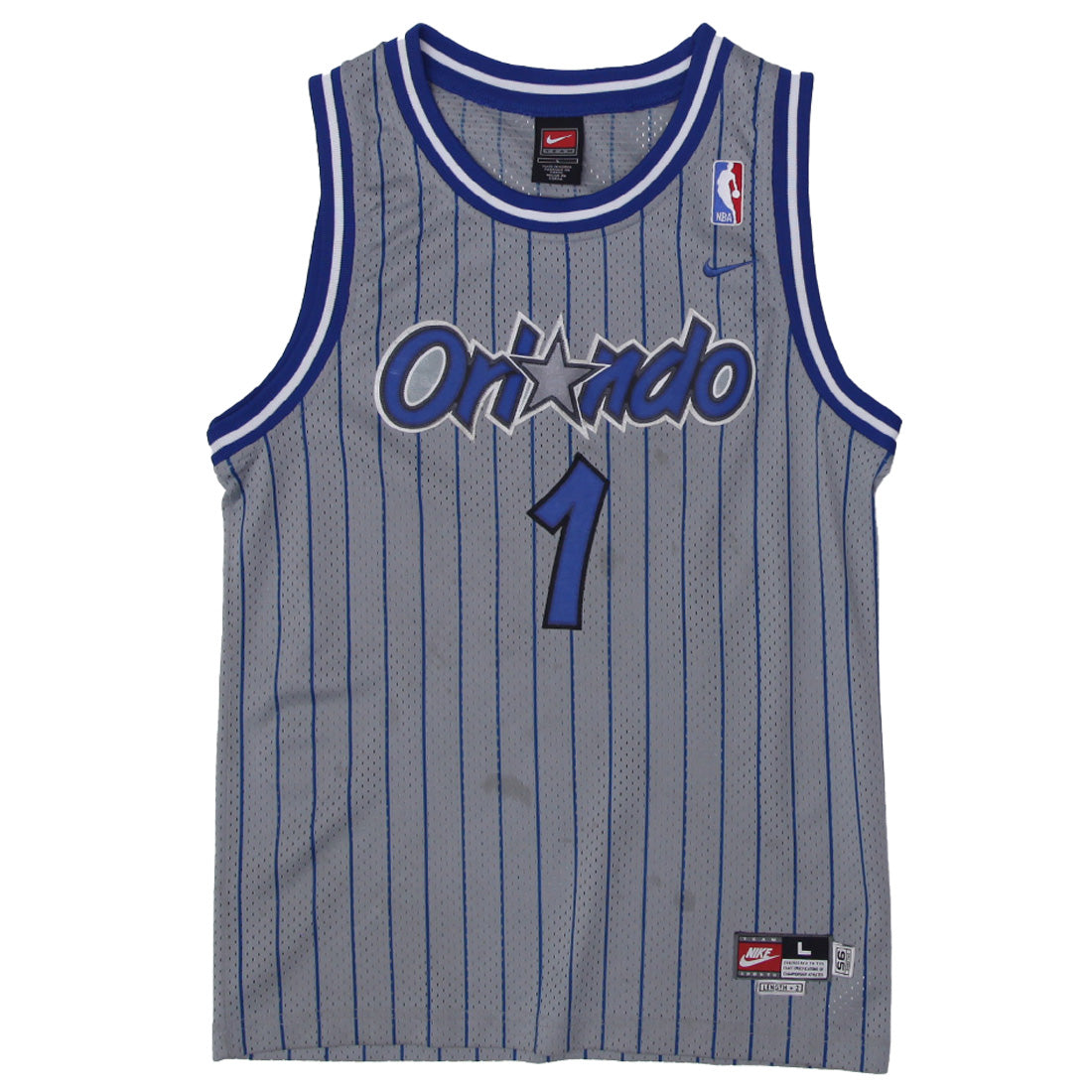 Shop Vintage Youth Boys Nike Orlando #1 McGrady Striped Basketball