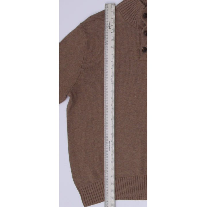 Mens Polo Ralph Lauren Sweater Brown Button Up Cotton Knit