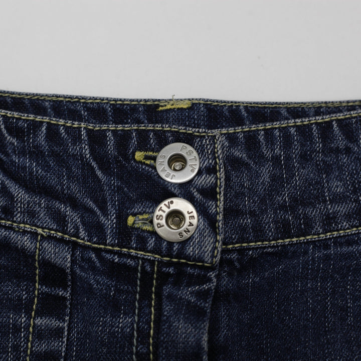 Y2K Ladies POSITIVE Low-Rise Pleated Denim Mini Skirt