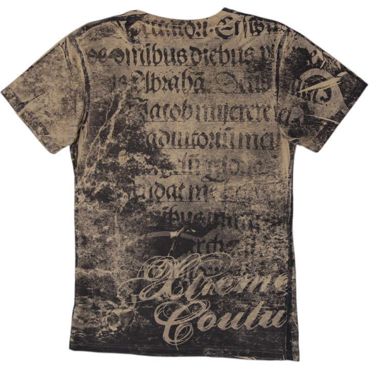 Y2K Mens Xtreme Couture Affliction Skull Snake All Over Print T-Shirt Size S