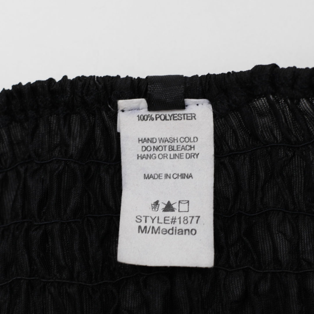Y2K Ladies Black Halter Top Ruffle Plunge Neck Size M