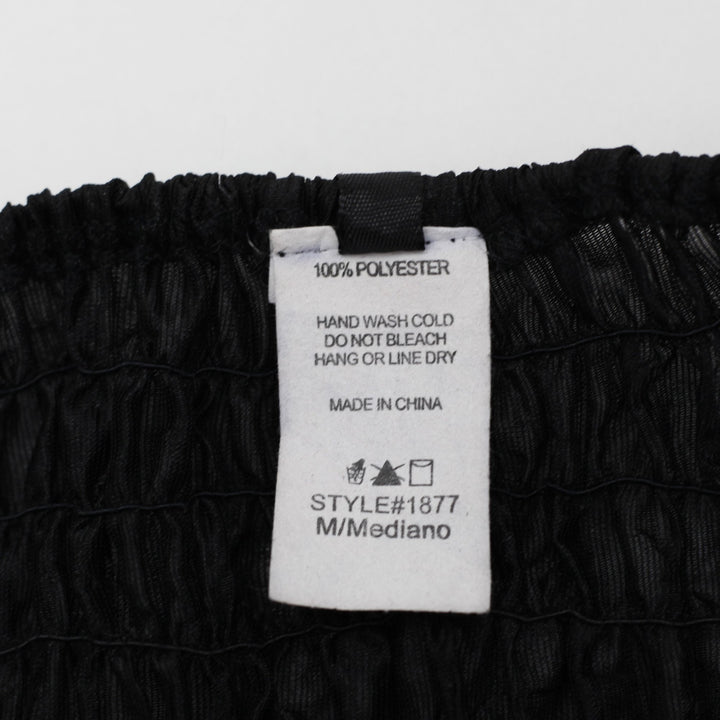 Y2K Ladies Black Halter Top Ruffle Plunge Neck Size M