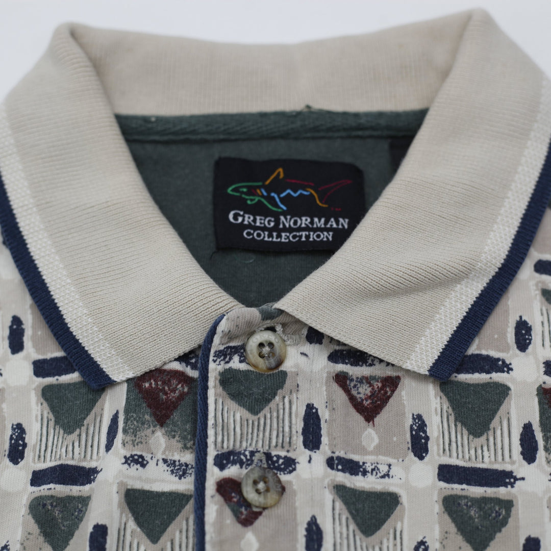 Mens Greg Norman Geometric Design Polo T-Shirt Size M