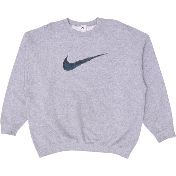 Vintage Mens Nike Sweatshirt Gray Embroidered Swoosh Logo