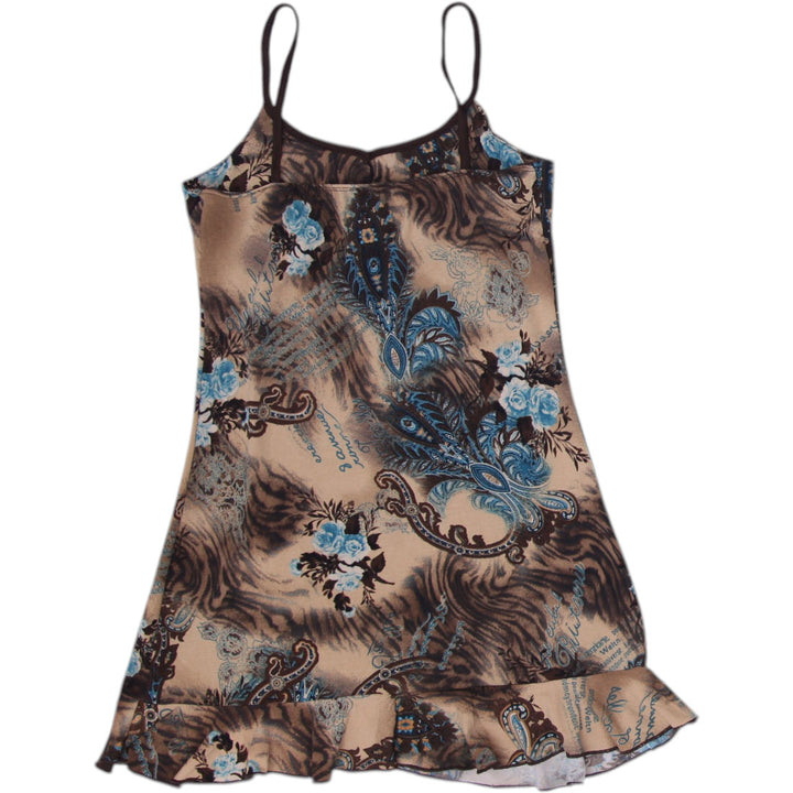 Y2K Ladies Pelican Cove Mini Dress Multi Color Floral Spaghetti Straps Size S