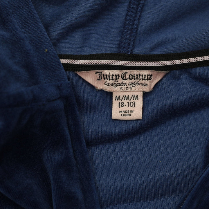 Y2K Youth Girls Juicy Couture Velour Full Zip Navy Hoodie M (8-10)