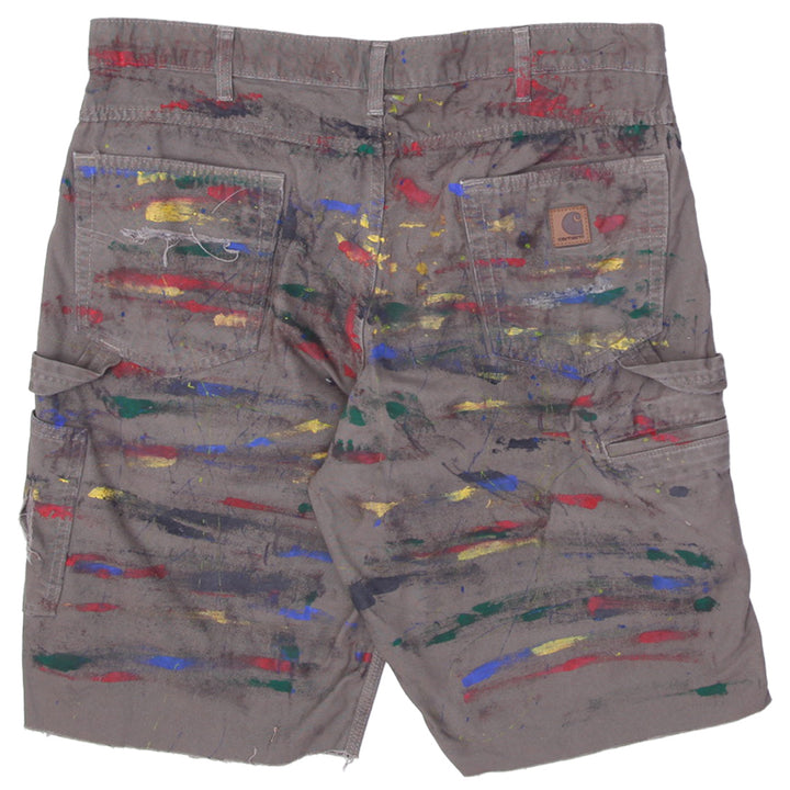 Rework Carhartt Loose Original Fit Paint Splatter Work Mens Shorts - PR298