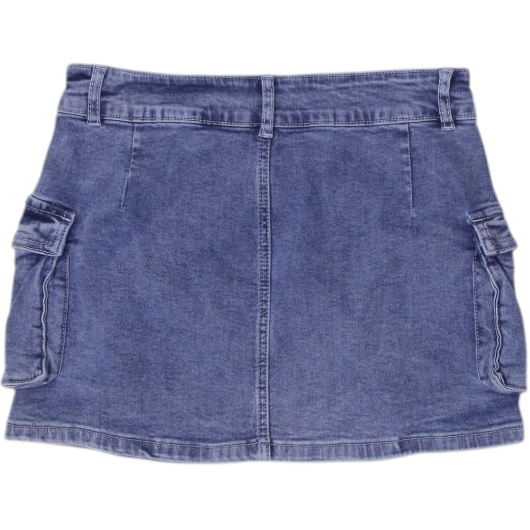Y2K Ladies Eleven Denim Cargo Pockets Mini Skirt Size M