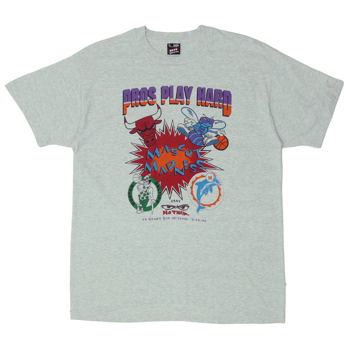 1996 Vintage Mascot Madness Pros Play Hard T-Shirt S.Stitch Made In USA XL