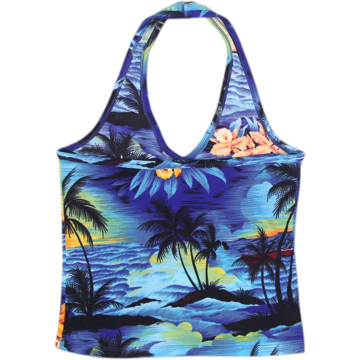 Y2K Ladies Hawaii Tropical Print Tank Top Size L
