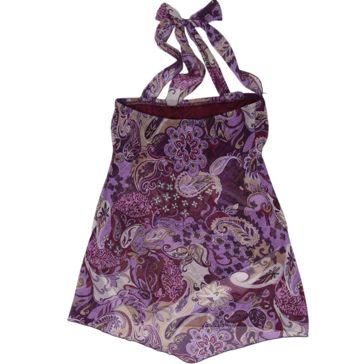 Y2K Ladies Purple Paisley Pattern Halter Top Size L | Migration_Y2K Tops - Side View | Fashion Rerun