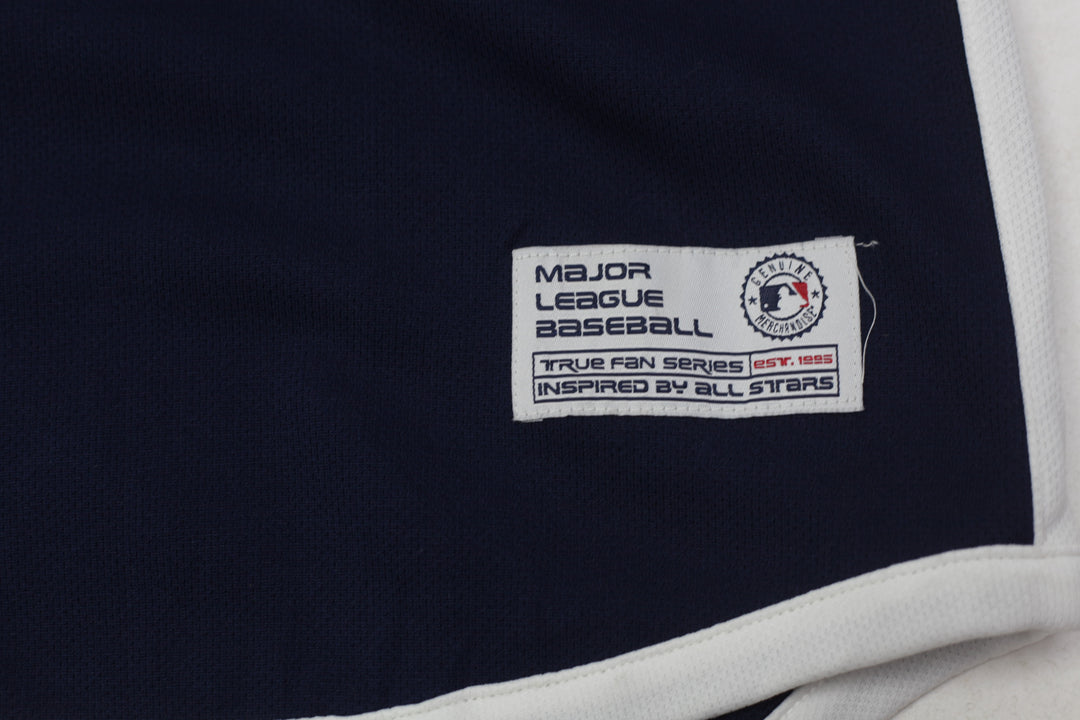 Mens Boston Red Sox Jersey Blue Red Spell Out Sewn Embroidered