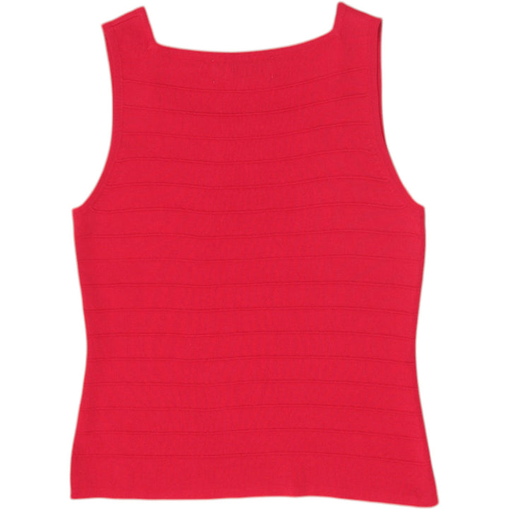 Y2K Ladies Joseph A Sleeveless Top Red Ribbed Knit