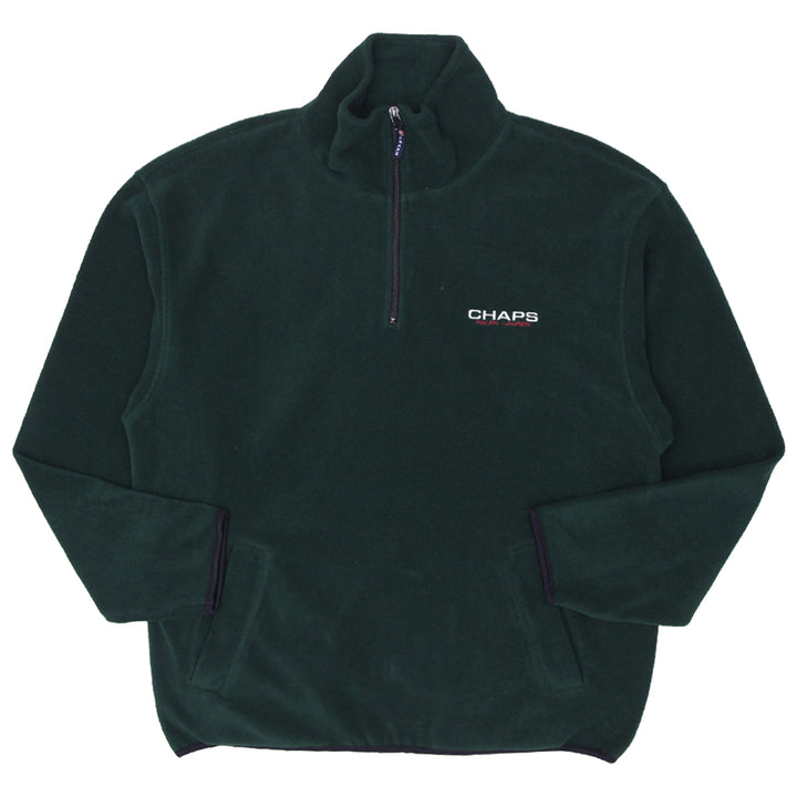Vintage Chaps Ralph Lauren Embroidered Quarter Zip Fleece Pullover Size L, Green - Fashion Rerun Vintage Migration_Sweaters