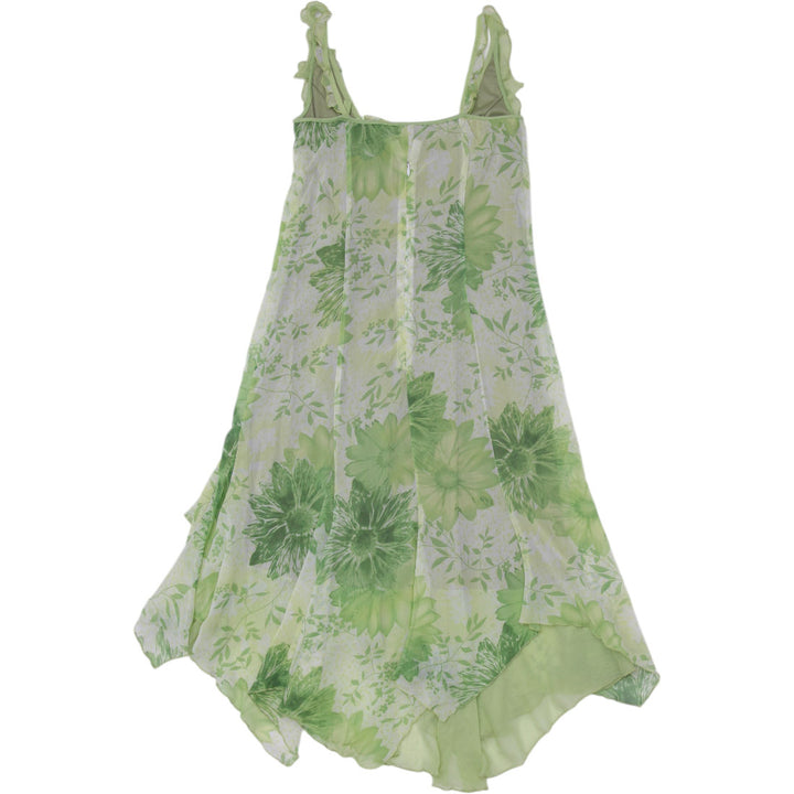 Y2K Ladies Kensol Floral Mini Dress Green Ruffle