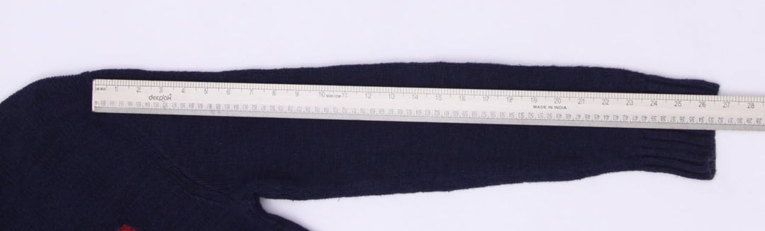 Vintage Polo Ralph Lauren Flag Knitted Quarter Zip Button Navy SweaterM