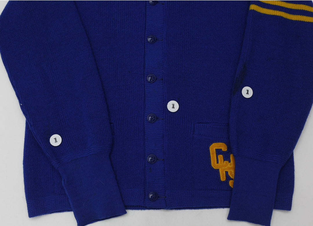 Vintage Mens Pride of the West Cardigan Blue Applique Varsity Patch
