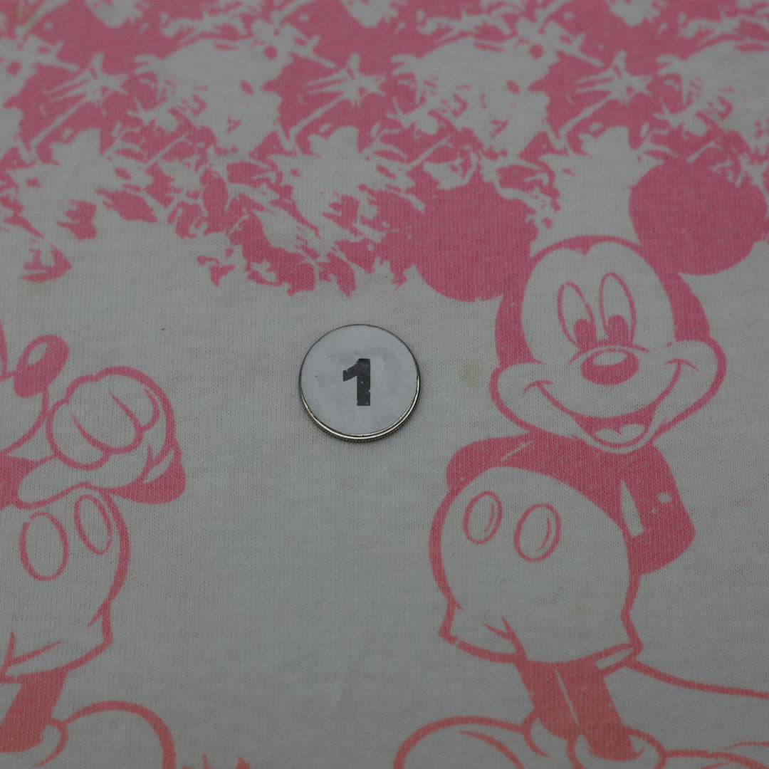 Vintage 90s Disney Mickey Mouse All Over Print T-Shirt Neon Gradient Made in Canada OS Single Stitch