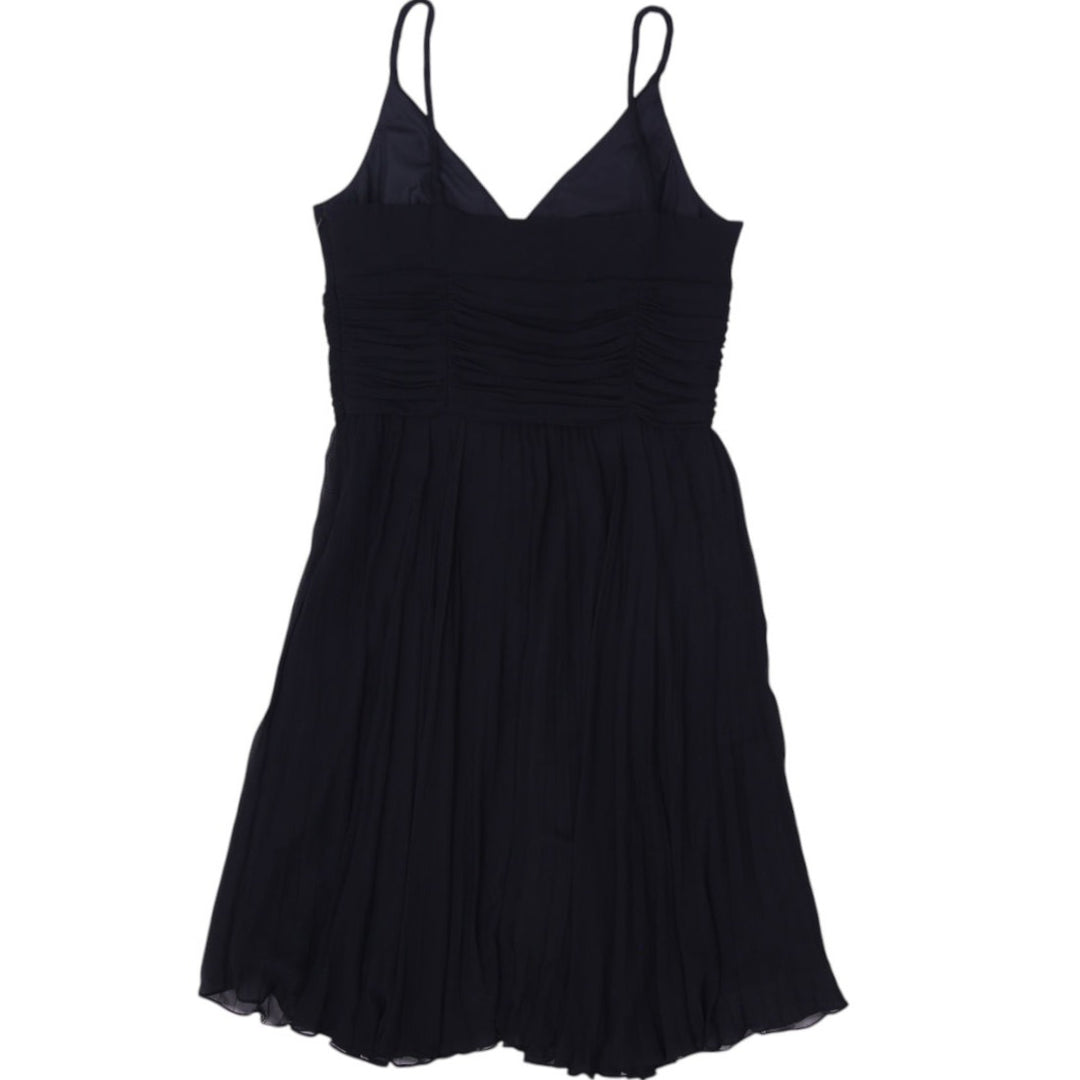 Y2K Ladies Spaghetti Straps Pleated Black Midi Dress Size 10 | Migration_Dresses - Side View | Fashion Rerun