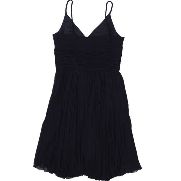 Y2K Ladies Spaghetti Straps Pleated Black Midi Dress Size 10 | Migration_Dresses - Side View | Fashion Rerun