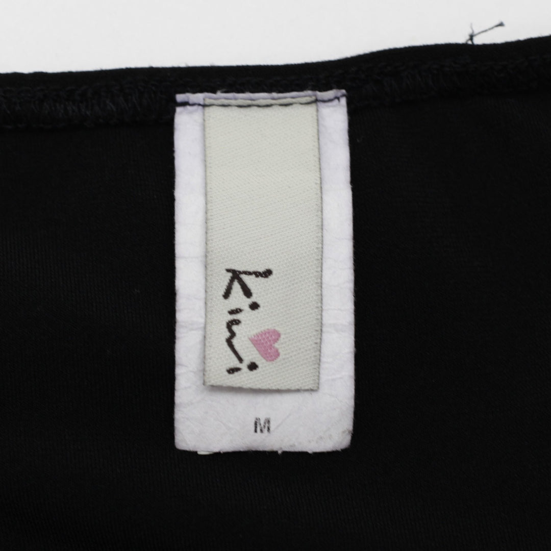 Y2K Ladies Black Halter Top Sparkle Detailing Size M