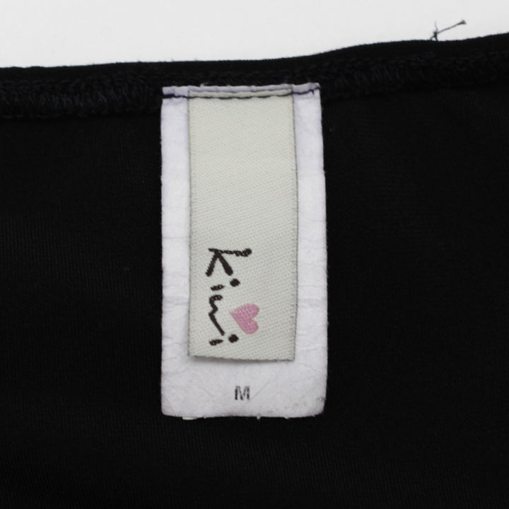 Y2K Ladies Black Halter Top Sparkle Detailing Size M