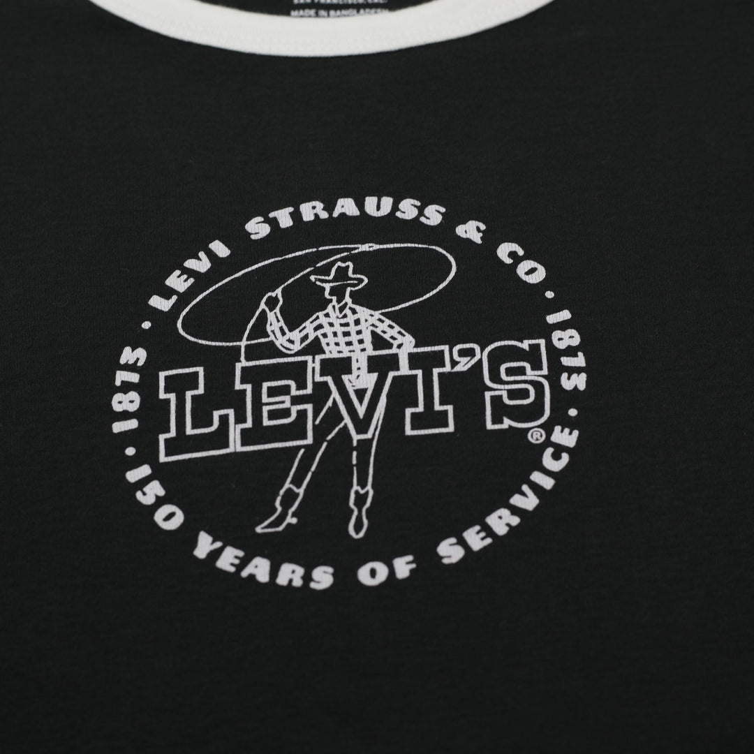 Y2K Ladies Levis Vintage-Style Ringer Baby Tee Size M