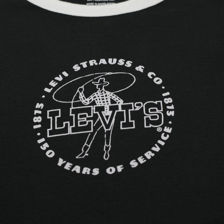 Y2K Ladies Levis Vintage-Style Ringer Baby Tee Size M