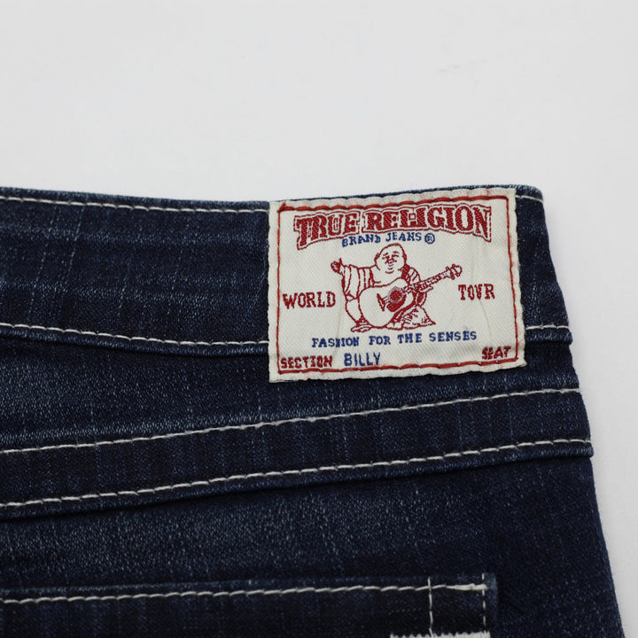 Y2K Ladies True Religion Brand Jeans Dark Wash Denim Contrast Stitching Size 32